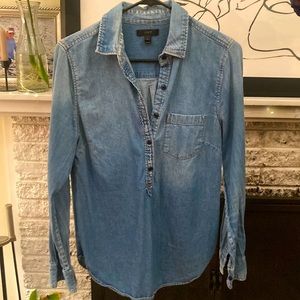 Women’s Light Wash Blue Denim Shirt